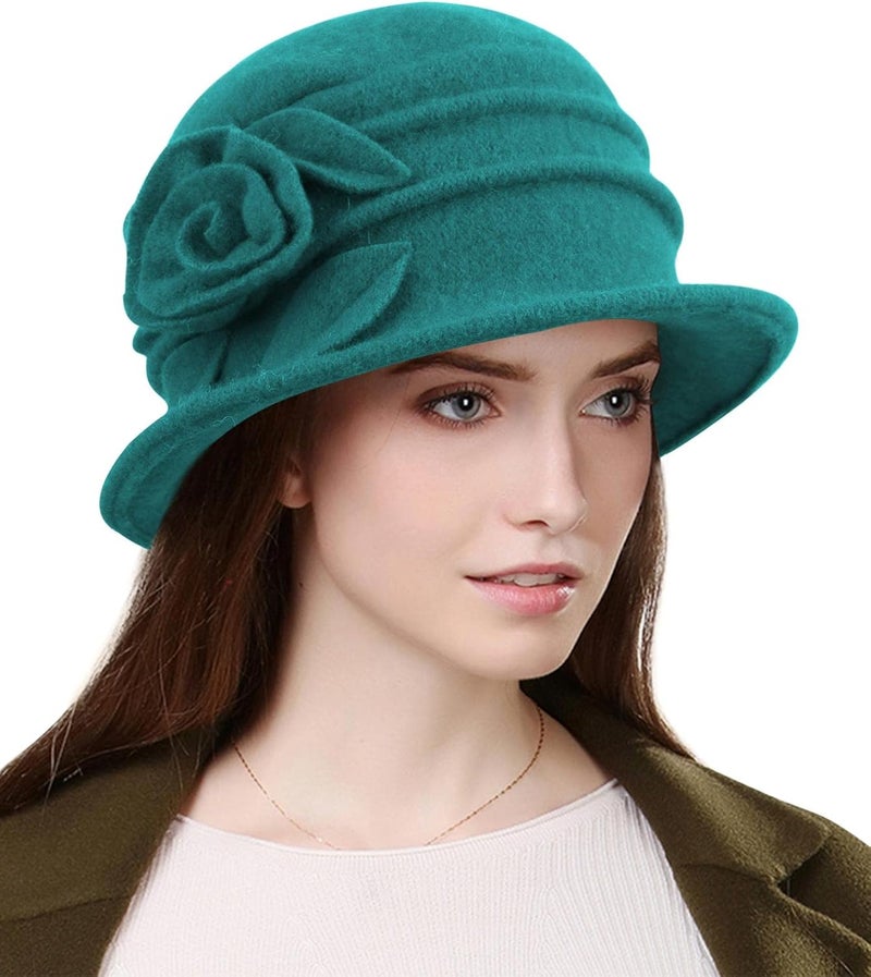 Sumolux Women Beret Hat French Vintage Floral Wool Dress Cloche Classic Winter Hat 1920s - Image 1
